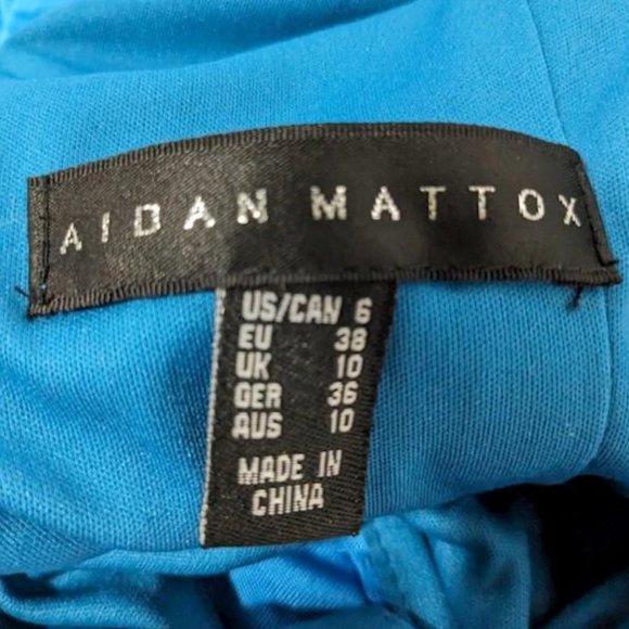 Aidan Mattox Maxi Column Dress V Neck Plunging Leg Slit Electric Blue Sz 6 $350 - Picture 5 of 9